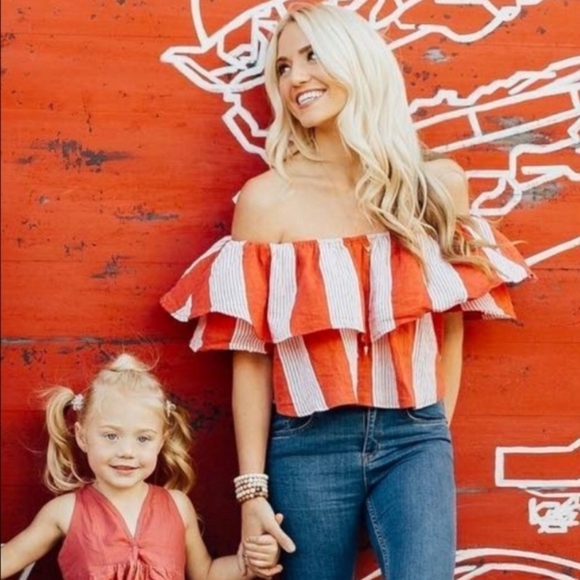 NWT Faithful the Brand Salerno Crop Off The Shoulder Stripe Top - Picture 8 of 10